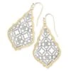 Addie Gold Drop Earrings In Silver Filigree Mix