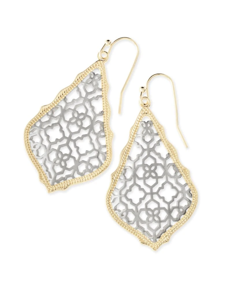 Addie Gold Drop Earrings In Silver Filigree Mix 3 Addie Gold Drop Earrings In Silver Filigree Mix