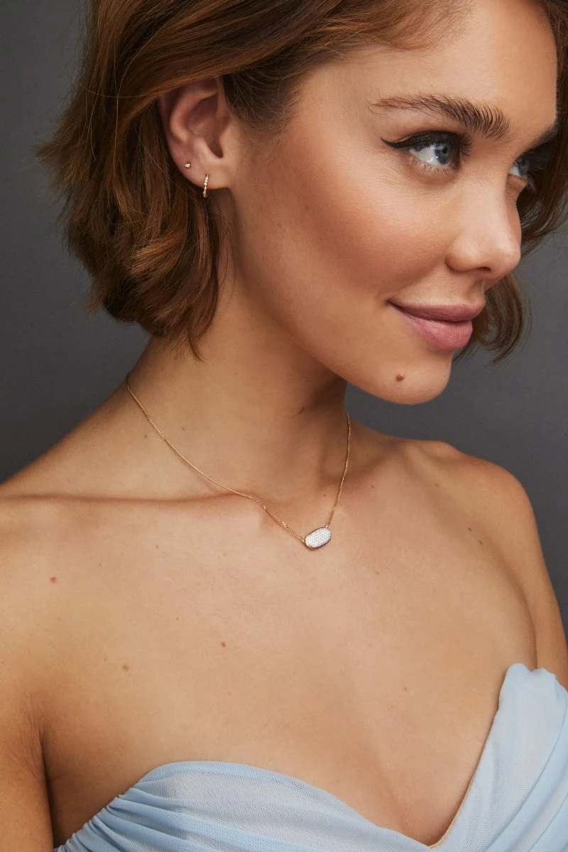 Elisa Pendant Necklace In Pave Diamond And 14k Yellow Gold 7 Elisa Pendant Necklace In Pave Diamond And 14k Yellow Gold - Image 5