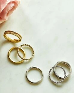 Arya Silver Ring Set In White Pearl -Kendra Scott Jewelry Store Kendra Scott Arya Ring Set Rhodium 00