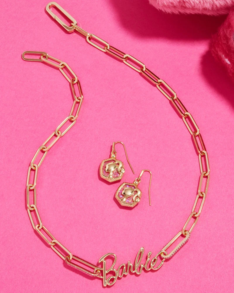 Barbie™ X Kendra Scott Gold Link And Chain Necklace In Pink Crystal 7 Barbie™ X Kendra Scott Gold Link And Chain Necklace In Pink Crystal - Image 5