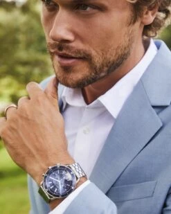 Beck Stainless Steel 44mm Chronograph Watch In Blue -Kendra Scott Jewelry Store Kendra Scott Beck 44m Chronograph Watch Blue Stainless Steel 01