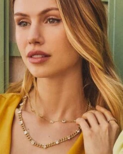 Cailin Gold Crystal Strand Necklace In White Crystal -Kendra Scott Jewelry Store Kendra Scott Cailin Strand Necklace White Crystal Gold 00