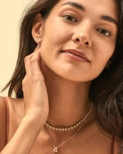 Carmen Gold Tennis Necklace In White Crystal -Kendra Scott Jewelry Store Kendra Scott Carmen Blair Necklace Set White Crystal Gold 00