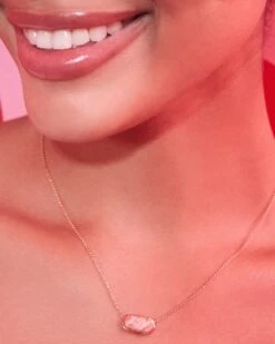 Elisa 18k Gold Vermeil Pendant Necklace In Pink Rhodochrosite -Kendra Scott Jewelry Store Kendra Scott Elisa Pendant Necklace Pink Rhodochrosite Gold Vermeil 00