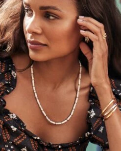 Ember Gold Strand Necklace In White Howlite -Kendra Scott Jewelry Store Kendra Scott Ember Strand Necklace White Howlite Gold 00