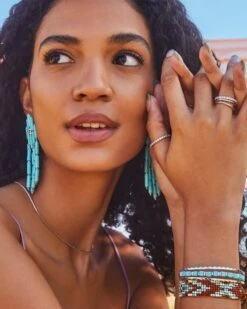 Ember Silver Triple Cuff Bracelet In Variegated Turquoise Magnesite 11 Ember Silver Triple Cuff Bracelet In Variegated Turquoise Magnesite -Kendra Scott Jewelry Store Kendra Scott Ember Triple Cuff Bracelet Turquoise Rhodium 02