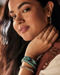 Ember Silver Triple Cuff Bracelet In Variegated Turquoise Magnesite 9 Ember Silver Triple Cuff Bracelet In Variegated Turquoise Magnesite -Kendra Scott Jewelry Store Kendra Scott Ember Triple Cuff Bracelet Variegated Turquoise Magnesite Rhodium 00