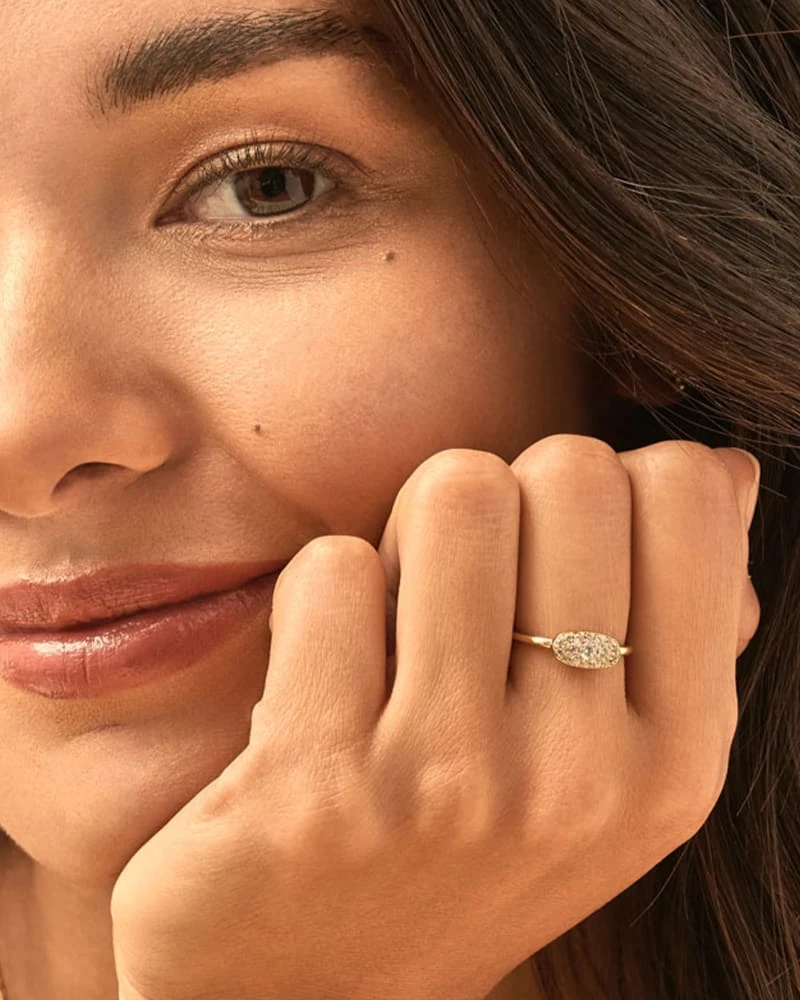 Grayson Gold Band Ring In White Crystal 4 Grayson Gold Band Ring In White Crystal - Image 2