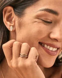 Grayson Gold Stud Earrings In Iridescent Drusy -Kendra Scott Jewelry Store Kendra Scott Grayson Stud Earring Iridescent Drusy Gold 02