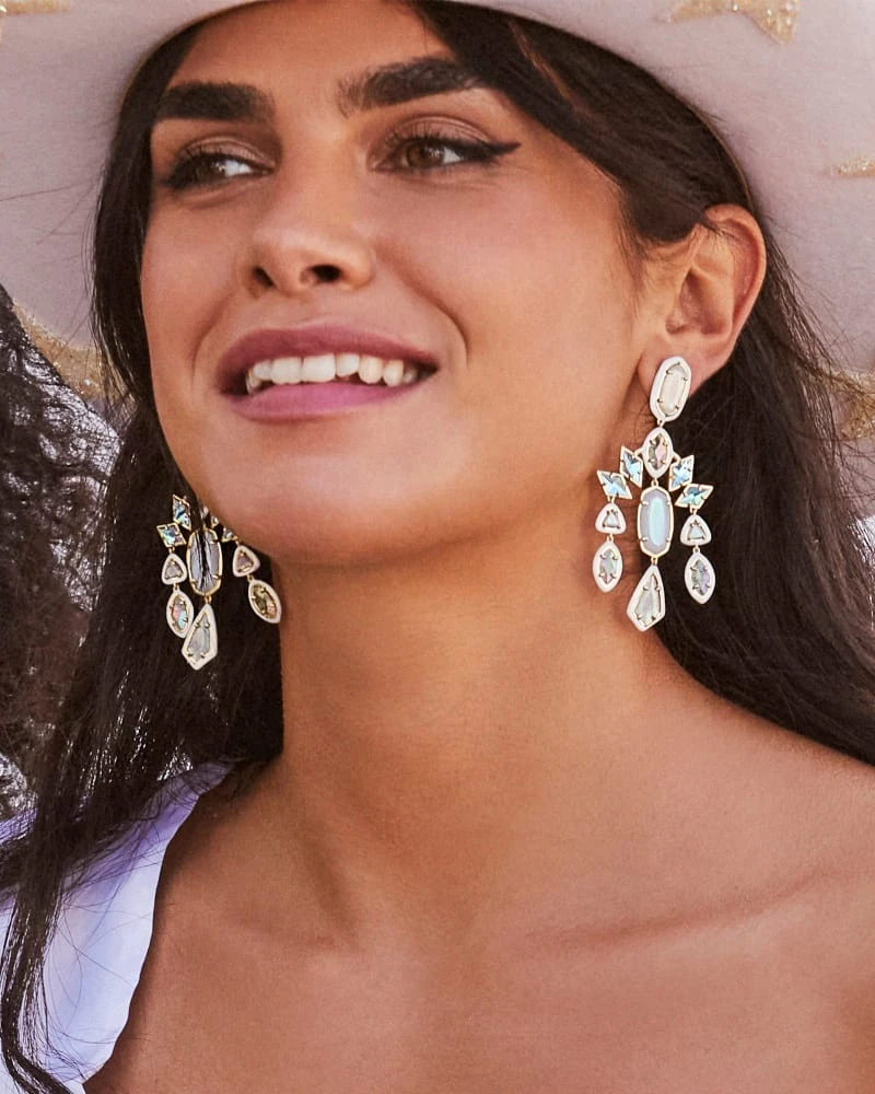 Greta Gold Statement Earrings In Ivory Mix 4 Greta Gold Statement Earrings In Ivory Mix - Image 2