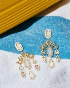Greta Gold Statement Earrings In Ivory Mix 7 Greta Gold Statement Earrings In Ivory Mix -Kendra Scott Jewelry Store Kendra Scott Greta Statement Earring Ivory Mop Gold 01