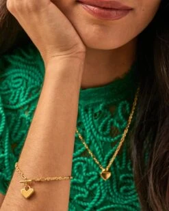 Heart Padlock Chain Bracelet In 18k Gold Vermeil -Kendra Scott Jewelry Store Kendra Scott Heart Padlock Chain Bracelet Gold Vermeil 01