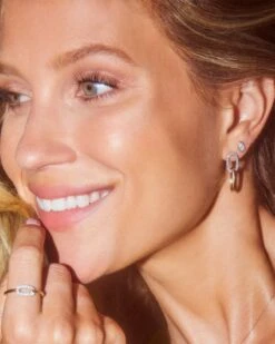 Elisa 14k Yellow Gold Interlocking Drop Earrings In White Diamond -Kendra Scott Jewelry Store Kendra Scott Interlocking Elisa Drop Earrings Yellow Gold 00