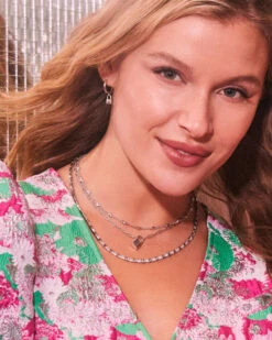 Jess Small Lock Chain Necklace In Silver -Kendra Scott Jewelry Store Kendra Scott Jessie Tiny Locket Necklace Rhodium 01