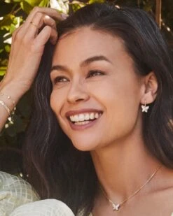 Lillia Crystal Butterfly Gold Pendant Necklace In White Crystal -Kendra Scott Jewelry Store Kendra Scott Lillia Butterfly Pendant Necklace White Crystal Gold 00