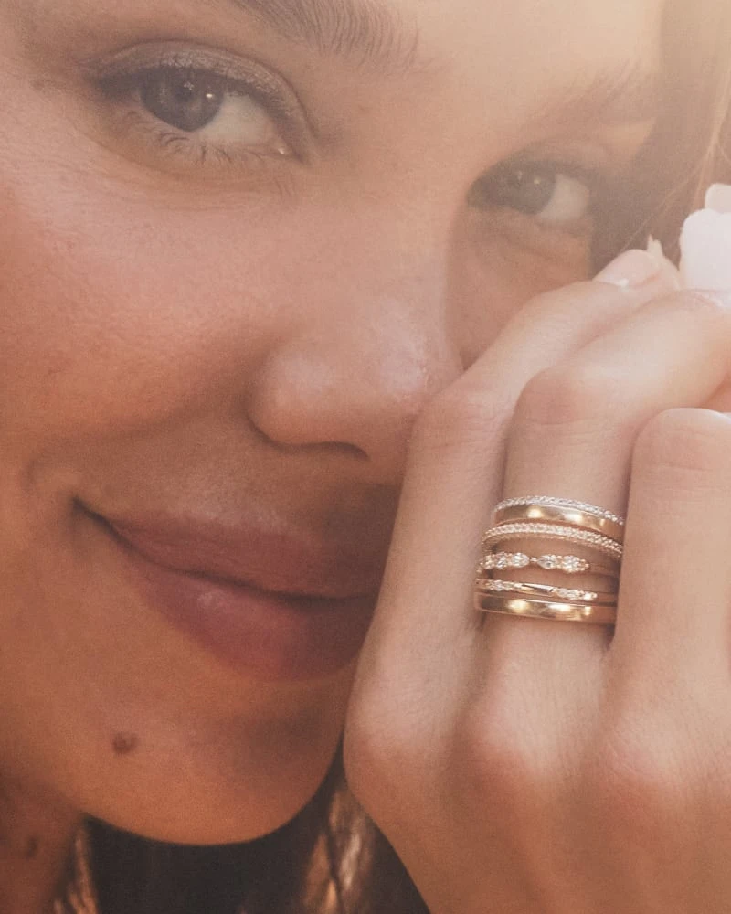 Posey 14k Yellow Gold Band Ring In White Diamonds 5 Posey 14k Yellow Gold Band Ring In White Diamonds - Image 3