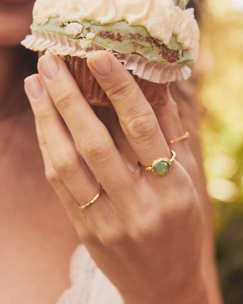 Sage 18k Gold Vermeil Statement Ring In Chrysoprase 4 Sage 18k Gold Vermeil Statement Ring In Chrysoprase - Image 2