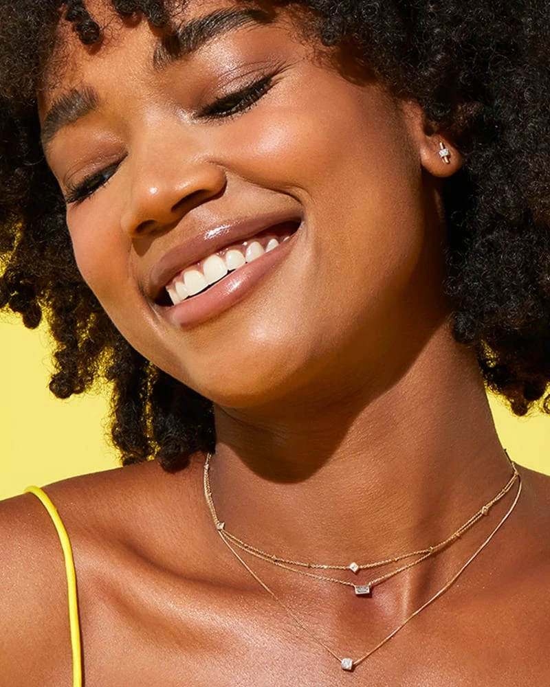 Stella 14k Yellow Gold Stud Earrings In White Diamond 5 Stella 14k Yellow Gold Stud Earrings In White Diamond - Image 3