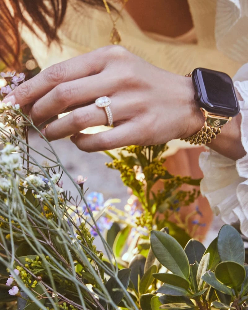 Whitley Double Chain Watch Band In Gold Tone Stainless Steel 7 Whitley Double Chain Watch Band In Gold Tone Stainless Steel - Image 5