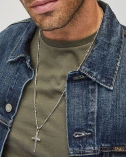 Cross Necklace In Oxidized Sterling Silver -Kendra Scott Jewelry Store cross chain