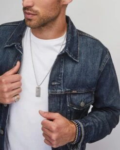 Dog Tag Necklace In Oxidized Sterling Silver -Kendra Scott Jewelry Store dog tag necklace 2