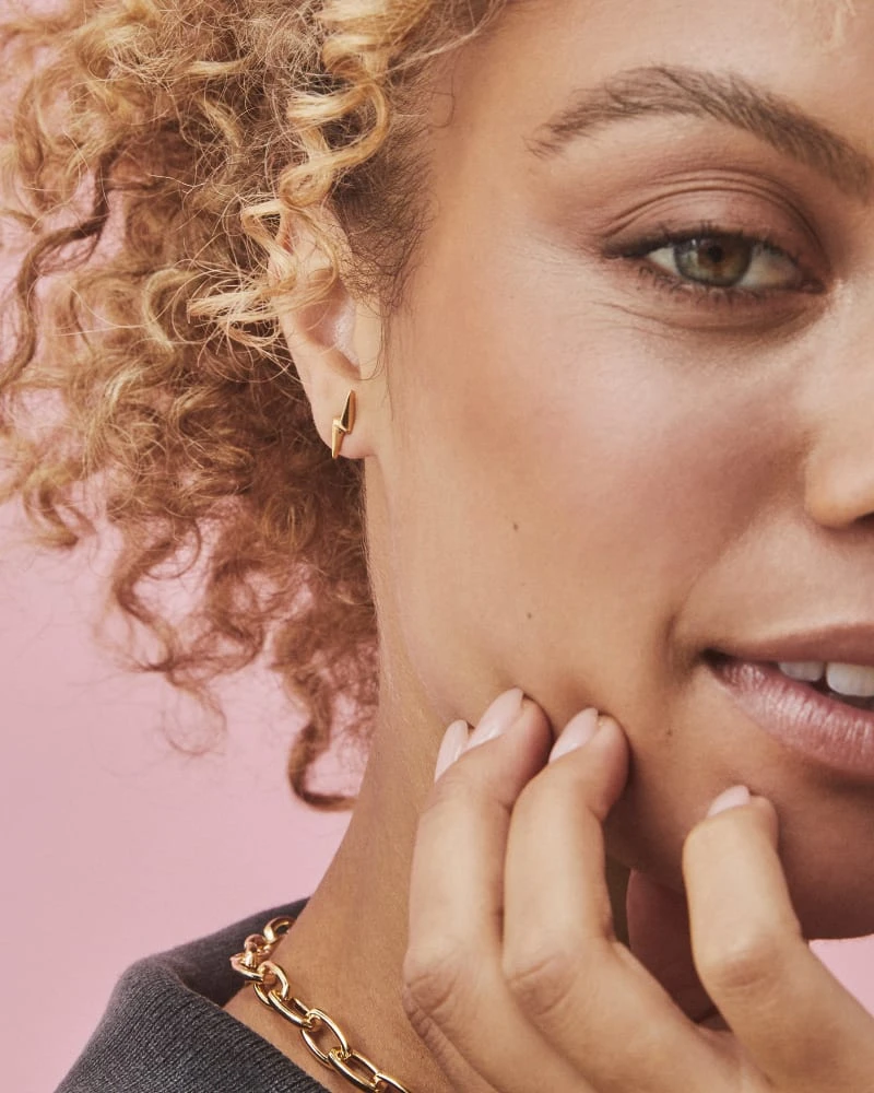 Lightning Bolt Mini Stud Earrings In 18k Gold Vermeil 5 Lightning Bolt Mini Stud Earrings In 18k Gold Vermeil - Image 3