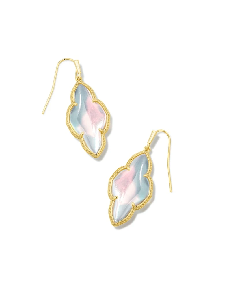 Abbie Gold Drop Earrings In Dichroic Glass 3 Abbie Gold Drop Earrings In Dichroic Glass