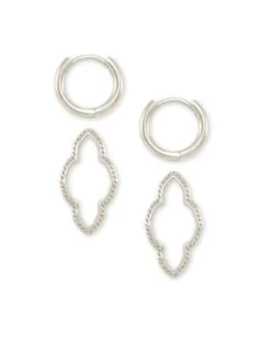 Abbie Convertible Huggie Earrings In Silver -Kendra Scott Jewelry Store kendra scott abbie huggie earrings rhodium 01 lg
