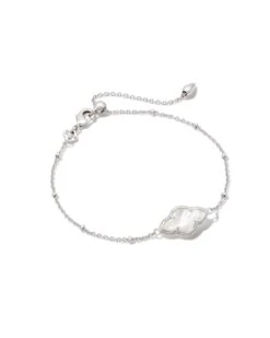 Abbie Silver Satellite Chain Bracelet In Ivory Mother-of-Pearl