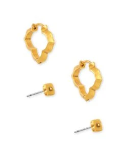 Abbie Stud & Huggie Earrings Set In Vintage Gold