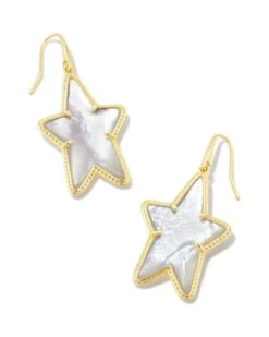 Ada Gold Star Drop Earrings In Ivory Mother-of-Pearl