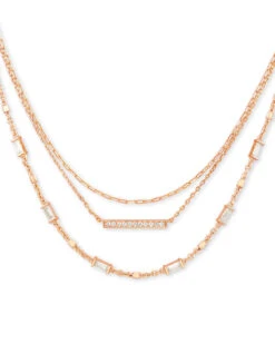 Addison Triple Strand Necklace In Rose Gold
