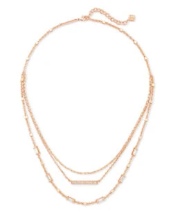 Addison Triple Strand Necklace In Rose Gold -Kendra Scott Jewelry Store kendra scott addison multistrand necklace rose gold white cz 01 lg