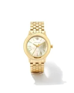 Alex Gold Tone Stainless Steel 35mm Watch In Ivory Mother-of-Pearl