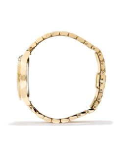 Alex Gold Tone Stainless Steel 35mm Watch In Ivory Mother-of-Pearl -Kendra Scott Jewelry Store kendra scott alex 35mm watch gold ivory mop 02