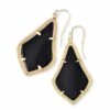 Alex Gold Drop Earrings In Black Opaque Glass -Kendra Scott Jewelry Store kendra scott alex gold drop earrings in black 00 default lg