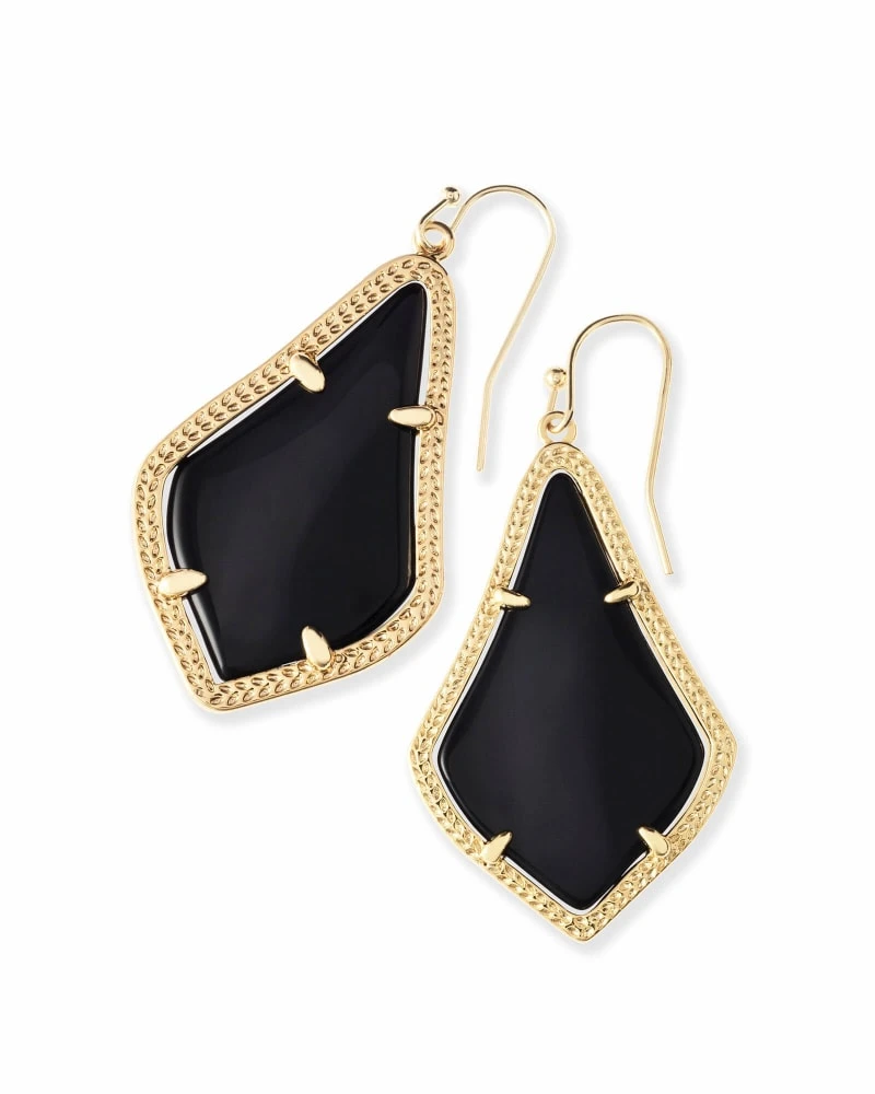 Alex Gold Drop Earrings In Black Opaque Glass 3 Alex Gold Drop Earrings In Black Opaque Glass