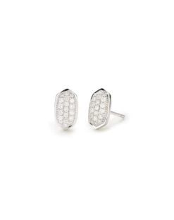 Amelee Earrings In Pave Diamond And 14k White Gold
