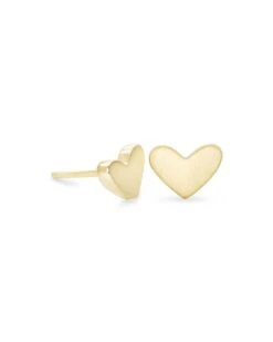 Ari Heart Stud Earrings In 18k Gold Vermeil -Kendra Scott Jewelry Store kendra scott ari earring gold 01 lg