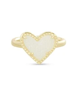 Ari Heart Gold Band Ring In Iridescent Drusy -Kendra Scott Jewelry Store kendra scott ari heart band gold iridescent drusy 01 lg