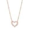 Ari Heart Rose Gold Pendant Necklace In White Crystal -Kendra Scott Jewelry Store kendra scott ari heart crystal pendant necklace rose gold white crystal 00 lg