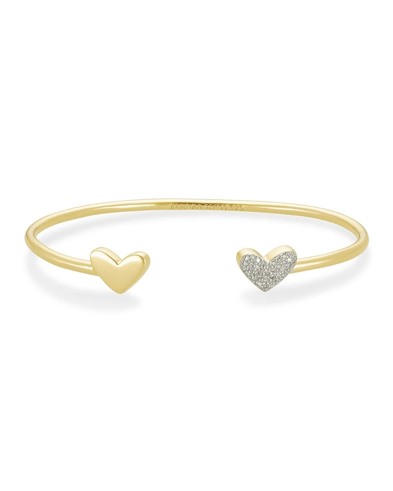 Ari Heart 18k Gold Vermeil Cuff Bracelet In White Diamond 3 Ari Heart 18k Gold Vermeil Cuff Bracelet In White Diamond