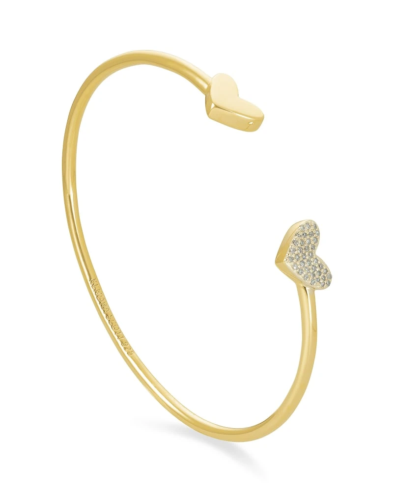 Ari Heart 18k Gold Vermeil Cuff Bracelet In White Diamond 5 Ari Heart 18k Gold Vermeil Cuff Bracelet In White Diamond - Image 3