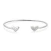 Ari Heart Sterling Silver Cuff Bracelet In White Diamond