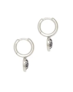 Ari Heart Silver Huggie Earrings In Platinum Drusy -Kendra Scott Jewelry Store kendra scott ari heart huggie earrings rhodium platinum drusy 01 lg