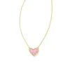 Ari Heart Gold Pendant Necklace In Bubblegum Pink Kyocera Opal -Kendra Scott Jewelry Store kendra scott ari heart pendant necklace gold bubblegum pink kyocera opal 01