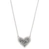 Ari Heart Silver Pendant Necklace In Platinum Drusy