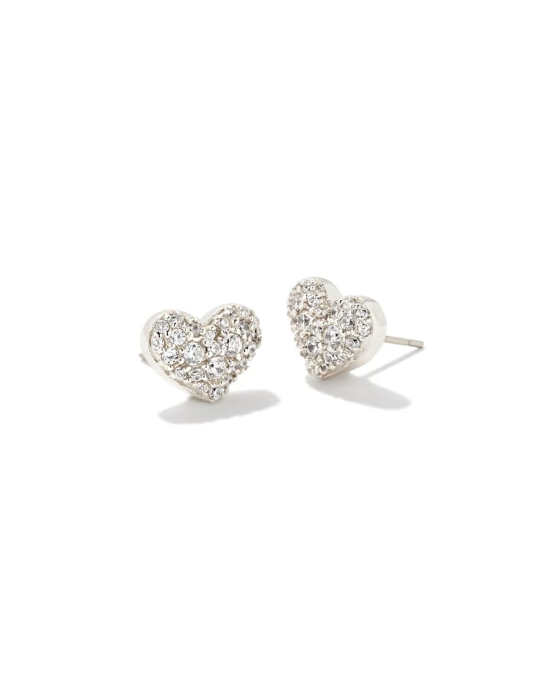 Ari Silver Pave Crystal Heart Earrings In White Crystal 3 Ari Silver Pave Crystal Heart Earrings In White Crystal