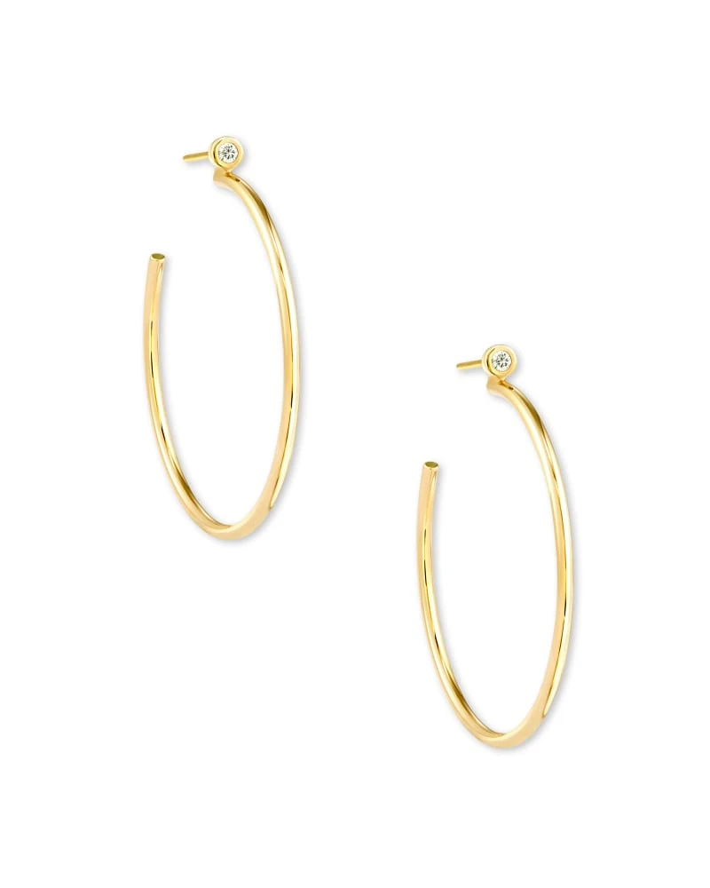 Audrey 14k Yellow Gold Hoop Earrings In White Diamond 3 Audrey 14k Yellow Gold Hoop Earrings In White Diamond